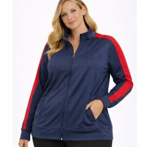 Ideology Women’s Blue & Red Zip-Up Athletic Jacket, size XXL